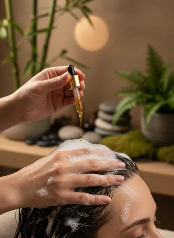Japanese head spa treatment in progress